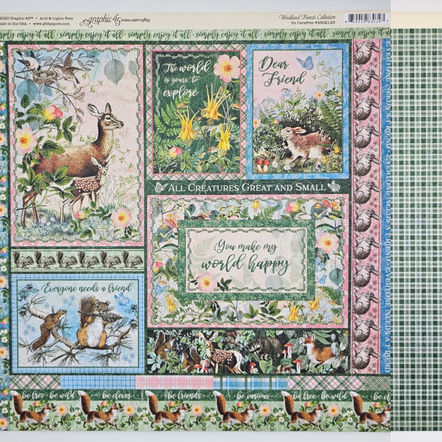 Be Carefree - Single 12 x 12 Sheet (Woodland Friends)