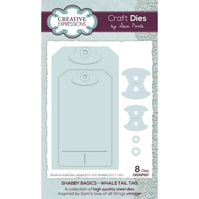 Sam Poole Shabby Basics Whale Tail Tag Craft Die