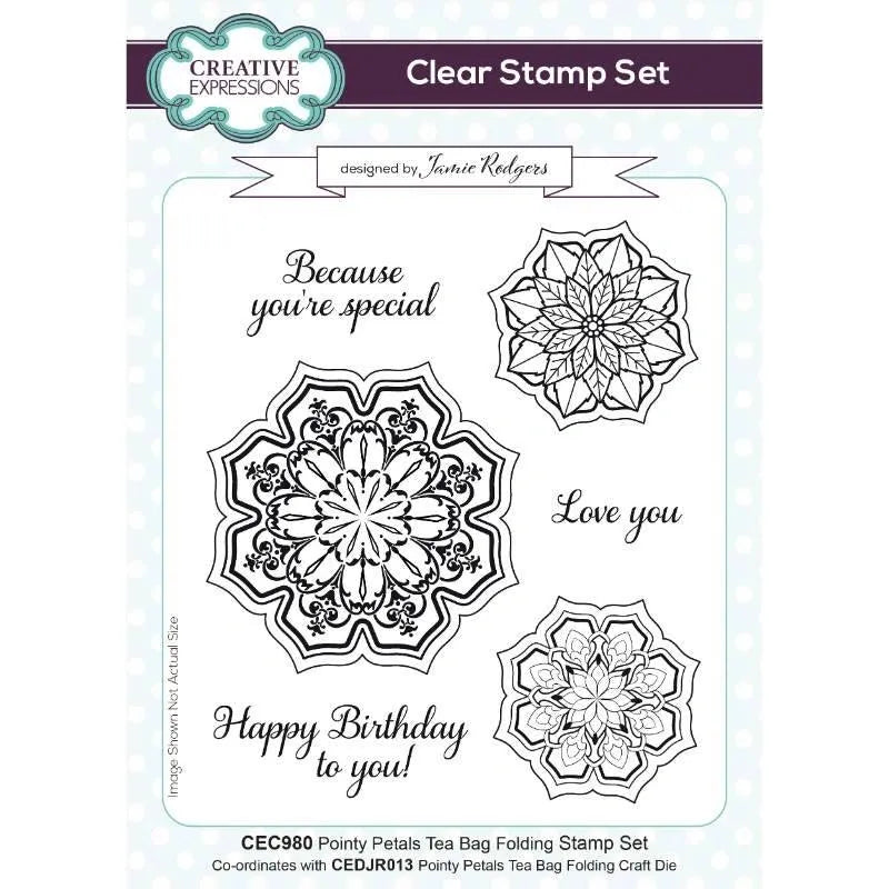 Jamie Rodgers Pointy Petal Teabag Stamp Set