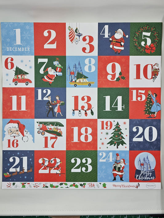 Countdown to Christmas (Carta Bella's "Merry Christmas" Collection) -12x12 Sheet