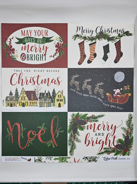 Horizontal 4x6 Journaling Card (Twas the Night Before Christmas vol. 1 Collection) -12x12 Sheet