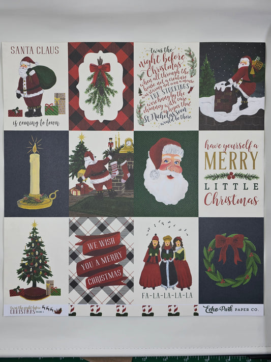 Vertical 3x4 Journaling Cards (Twas the Night Before Christmas vol. 1 Collection) -12x12 Sheet