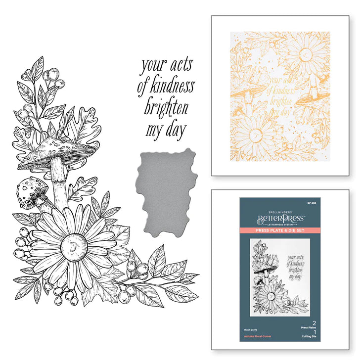 Autumn Floral Corner Press Plate & Die Set