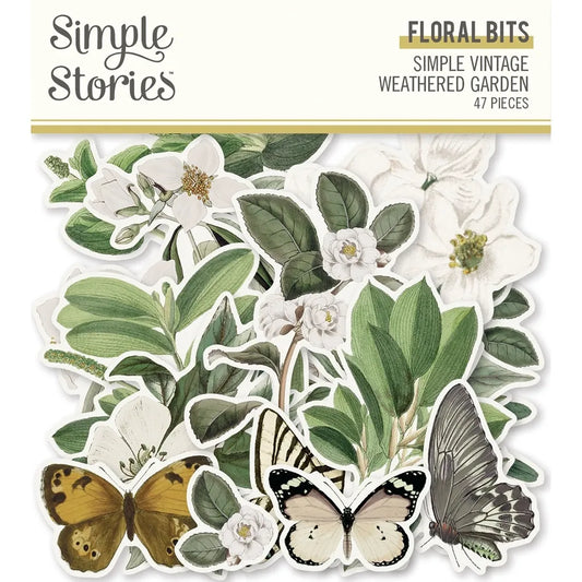 Simple Vintage Weathered Garden - Ephemera - Floral Bits & Pieces