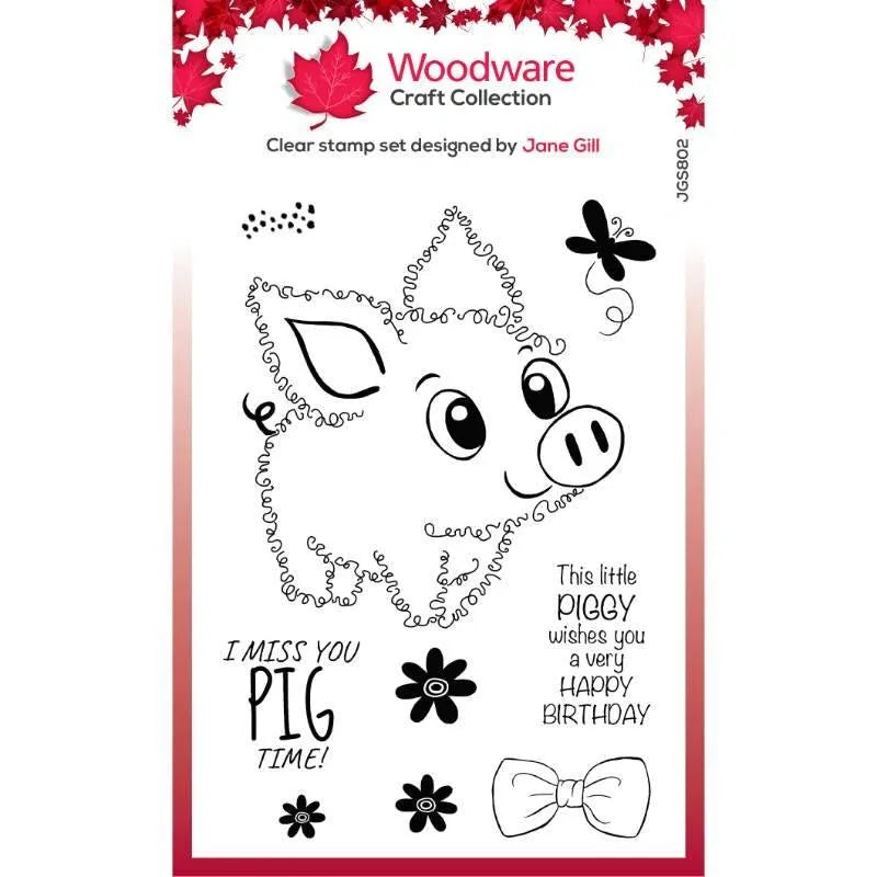 Woodware Clear Singles Fuzzie Friends Pablo The Pig Stamp
