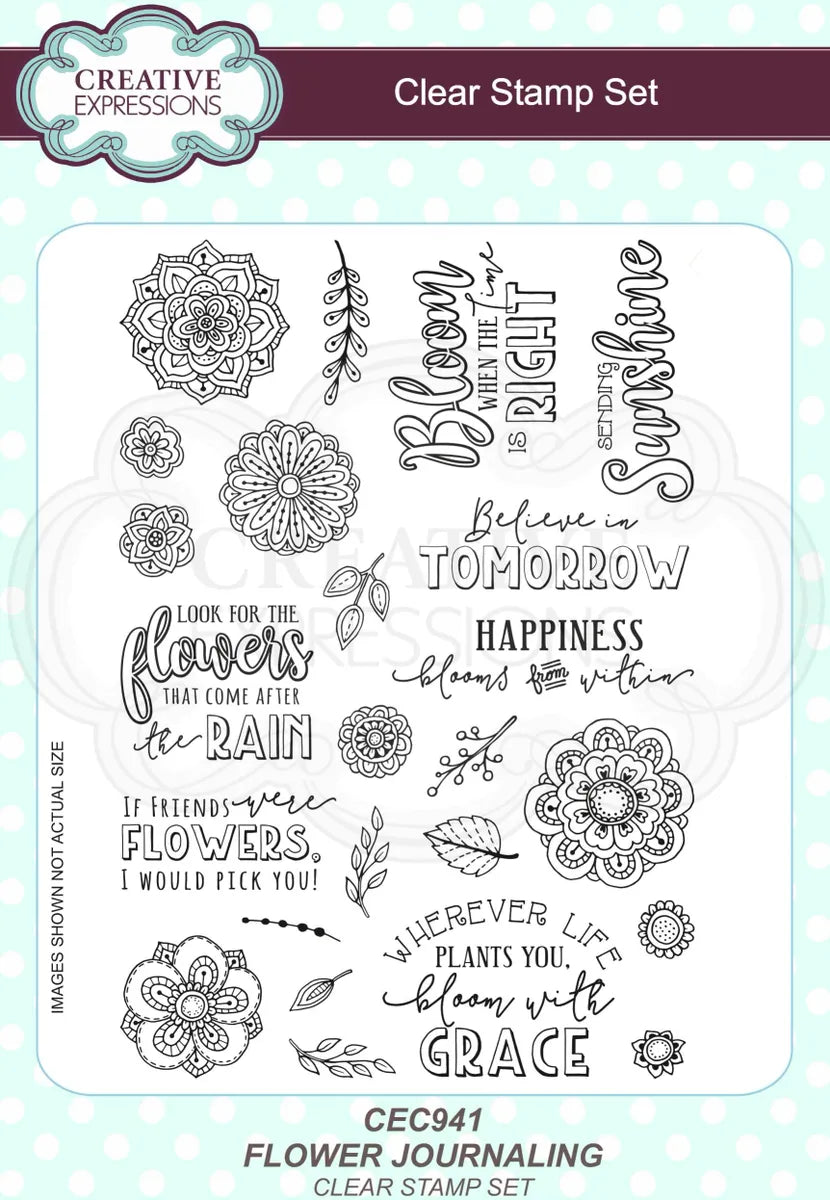 Flower Journaling 6 in x 8 in Clear Stamp Set