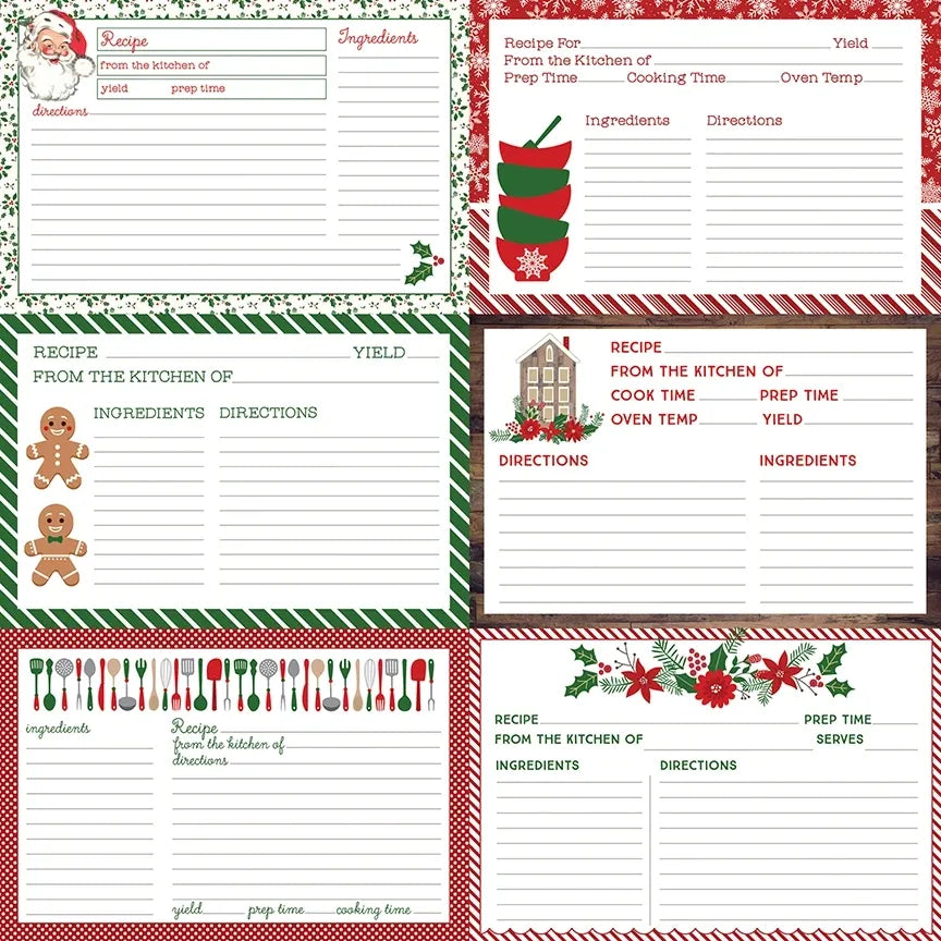 Christmas Recipe Cards (Horizontal) - Single Sheet